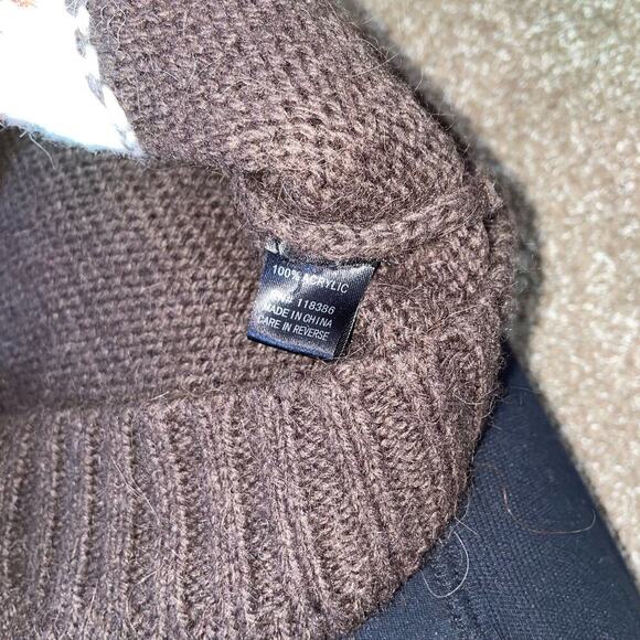 IB Diffusion sweater argyle chocolate brown/orange pull over long sleeve SZ XL - Picture 7 of 7